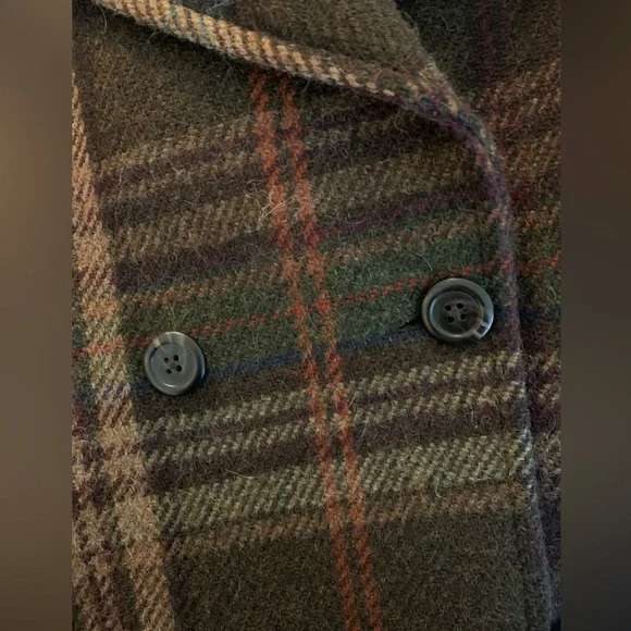 Ralph Lauren Dark Brown Plaid Double Breasted Coat - Picture 5 of 13